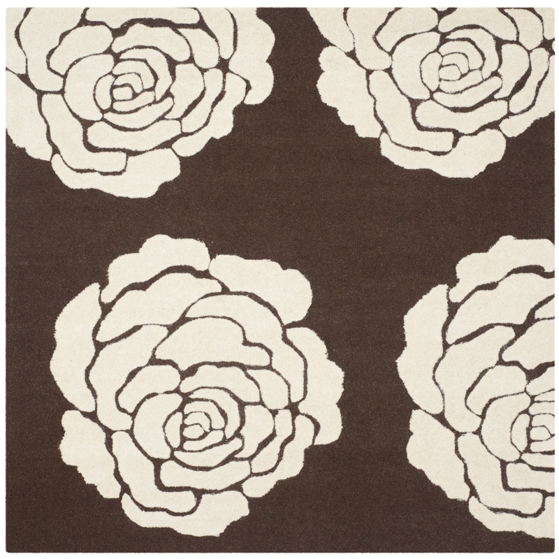 Cannen Hand Tufted Wool Floral Rug, Square 6'