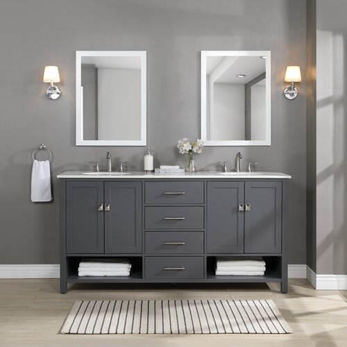 Zipcode Design™ Skye 72'' Double Bathroom Vanity with Quartz Top ...