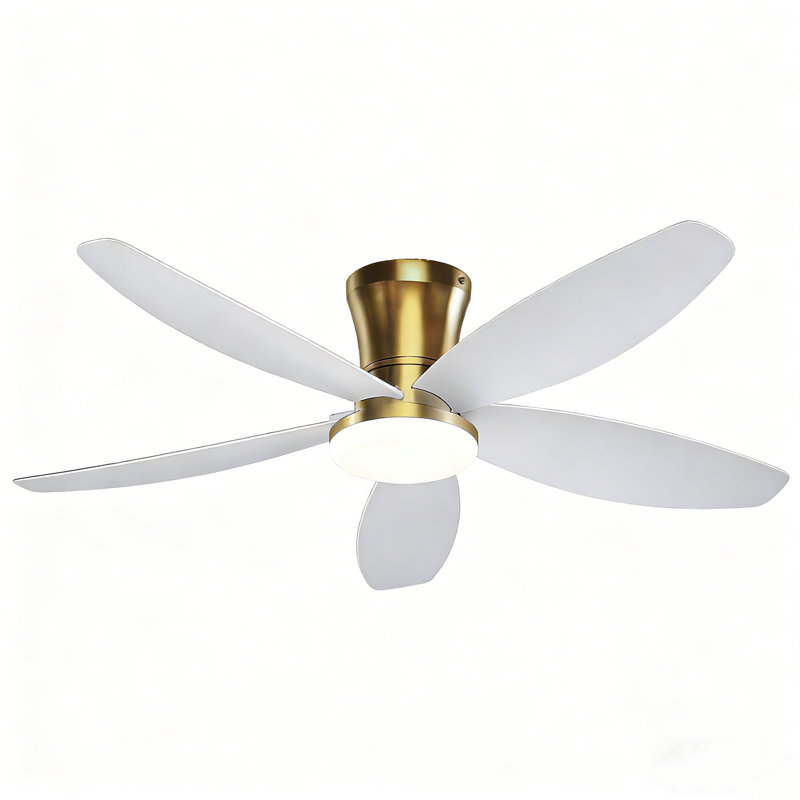 Flush Mount Ceiling Fans With Lights And Remote/app, 36" Wide, Gold