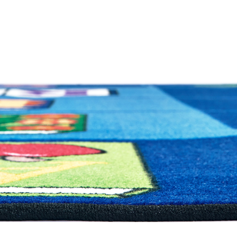 Reading By The Book Tufted Premium Classroom Blue Area Rug, Oval 6'9" x 9'5"