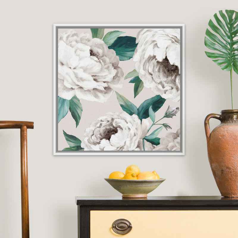 Reproduction d’art sur toile « Felicity II » par Eva watts, Cadre flottant blanc, H 26 po x l 26 po x 1,75 po