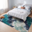 Tapis Somerset moderne à l'aspect vieilli, aquarelle abstraite, bleu sarcelle et blanc, lavable à la machine, antidérapant, à poils courts, pour l'intérieur et l'extérieur, adapté aux animaux domestiques, idéal pour le salon, la chambre, la salle à manger, l'entrée, le couloir ou le bureau.-432060035