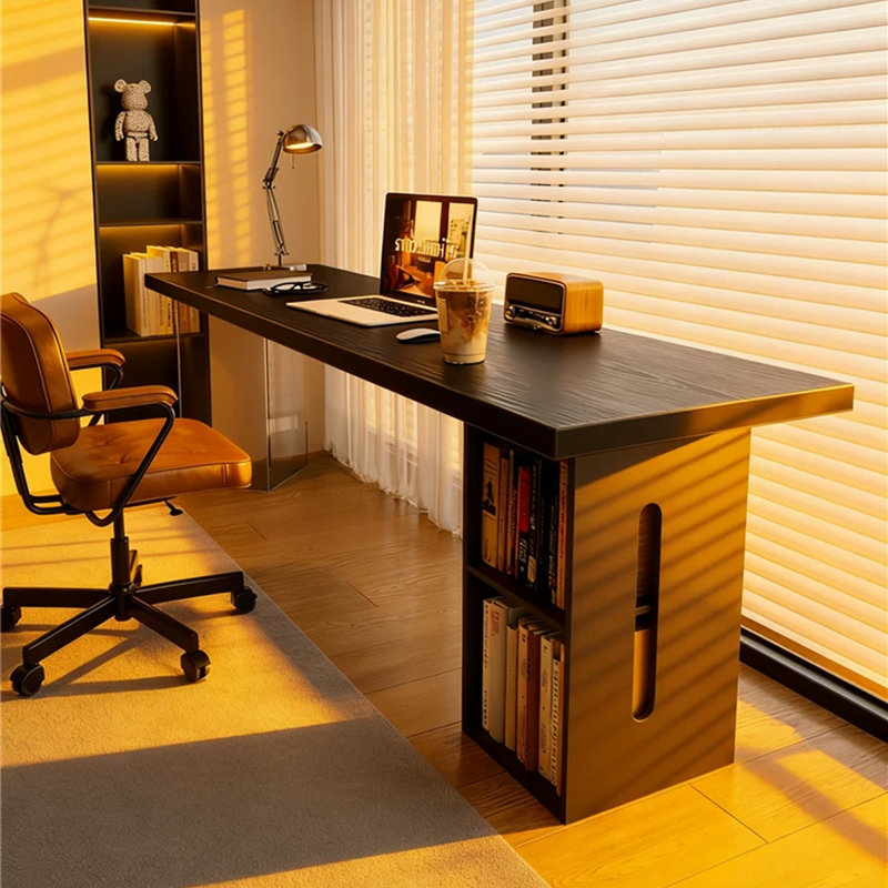 Bureau rectangulaire en bois massif noir, H 29,53 po x l 62,99 po x P 23,62 po, Retour à droite
