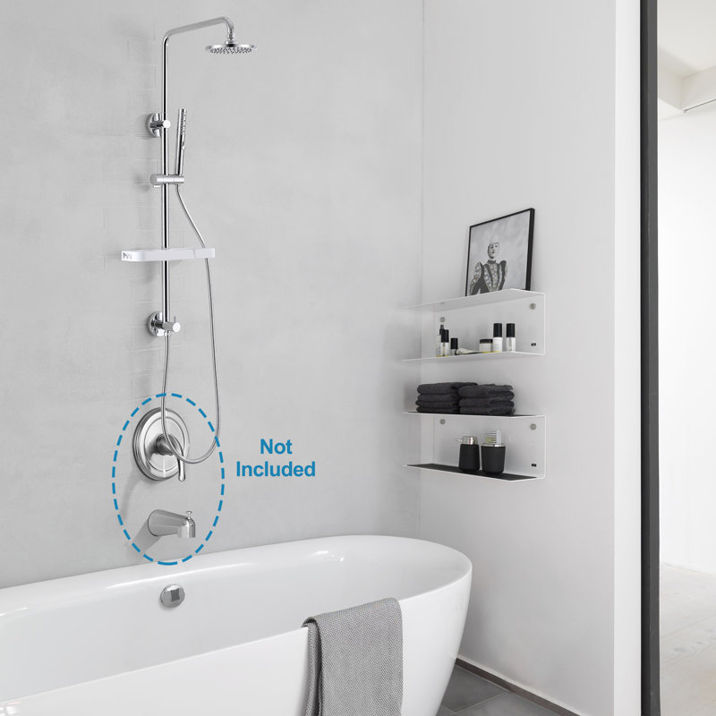 Système de douche à pluie exposée H 38 po 38 po avec douche à main (valve non incluse), Chrome chrome