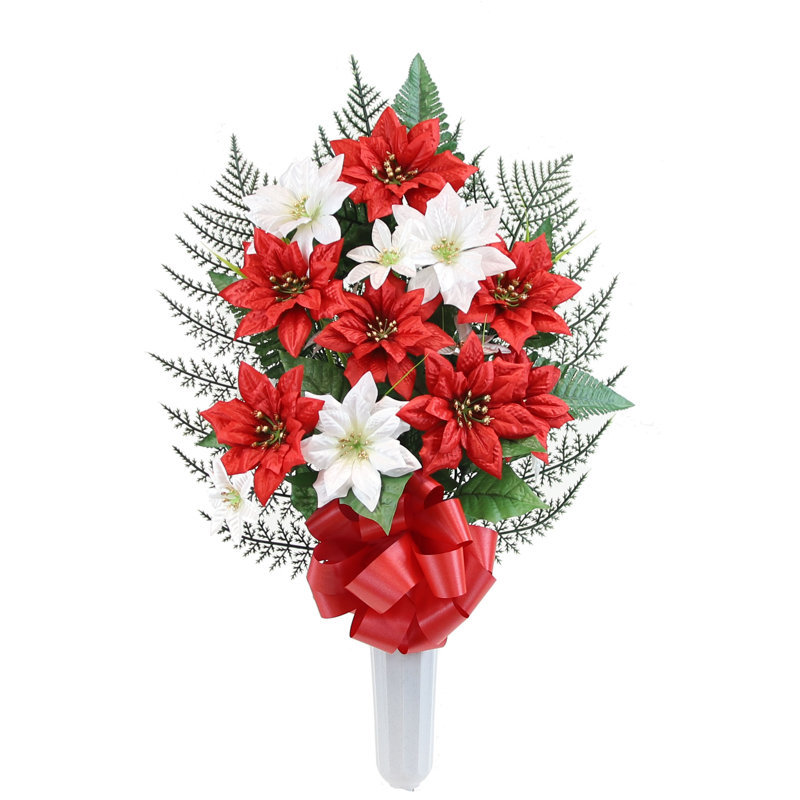 Poinsettia de Noël dans un vase, Rouge / blanc