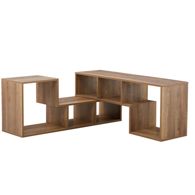 Meuble télé 2 pièces, meuble multimédia pour centre de jeu gratuit, étagère de rangement ouverte pour le salon, meuble télé en L à 2 tablettes