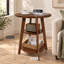 Table d'appoint ronde classique en noyer massif à 3 niveaux, table de chevet et table de chevet de 60,3 cm de haut avec étagères de rangement