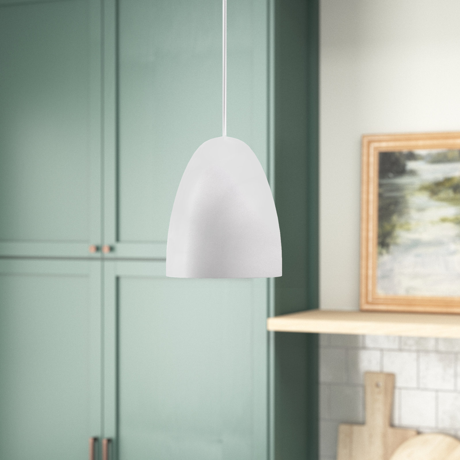 Asa Single Light Metal Dimmable Pendant, White