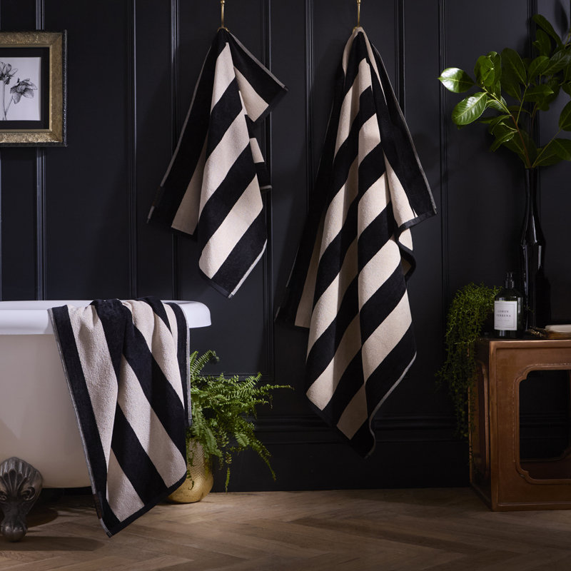 Laurence Llewelyn-Bowen Festivo Stripe Towel Black, Hand Towel