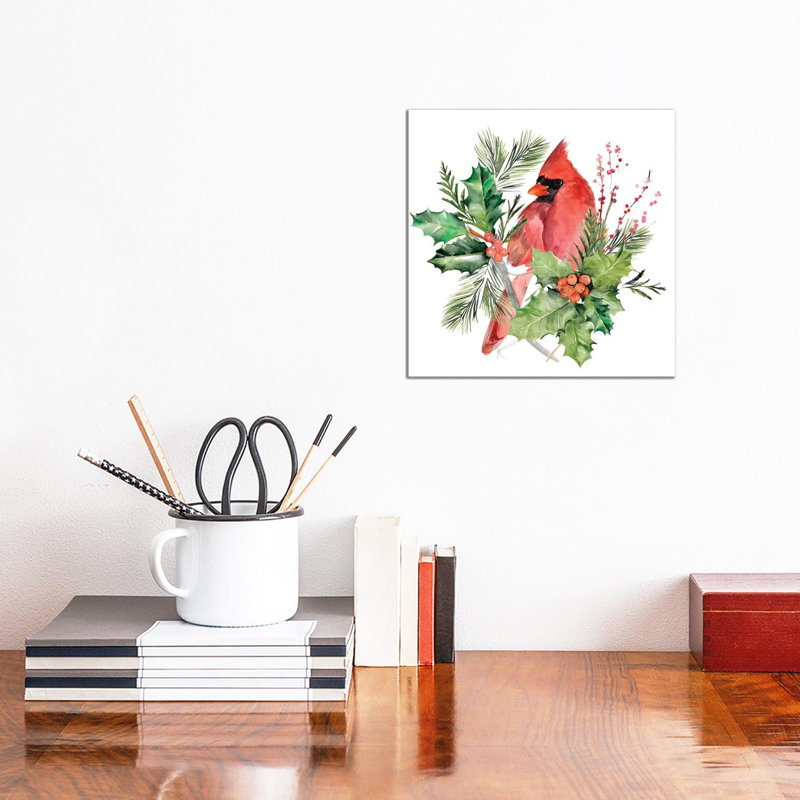 Cardinal Holly Christmas Collection C by Jennifer Paxton Parker - Wrapped Canvas Gallery-Wrapped Canvas Giclée