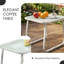 Ensemble de chaises berçantes 3 pièces Kozyard, ensemble bistro d'extérieur à bascule Textilene avec accoudoirs en bois, ensemble de conversation extérieur avec table en verre pour pelouse, porche, jardin, balcon, bord de piscine, blanc-101124301-101124302