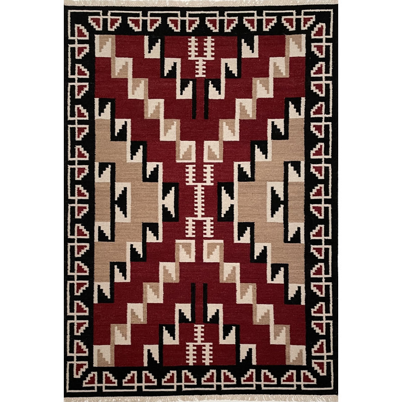Southwestern Handwoven Reversible Flatweave Kilim Wool Area Rug, Rectangle 8' x 10'