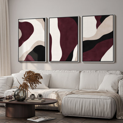 Framed Wall Art Abstract Vintage Antique Classic for Bedroom - 24"x36"x3 panels