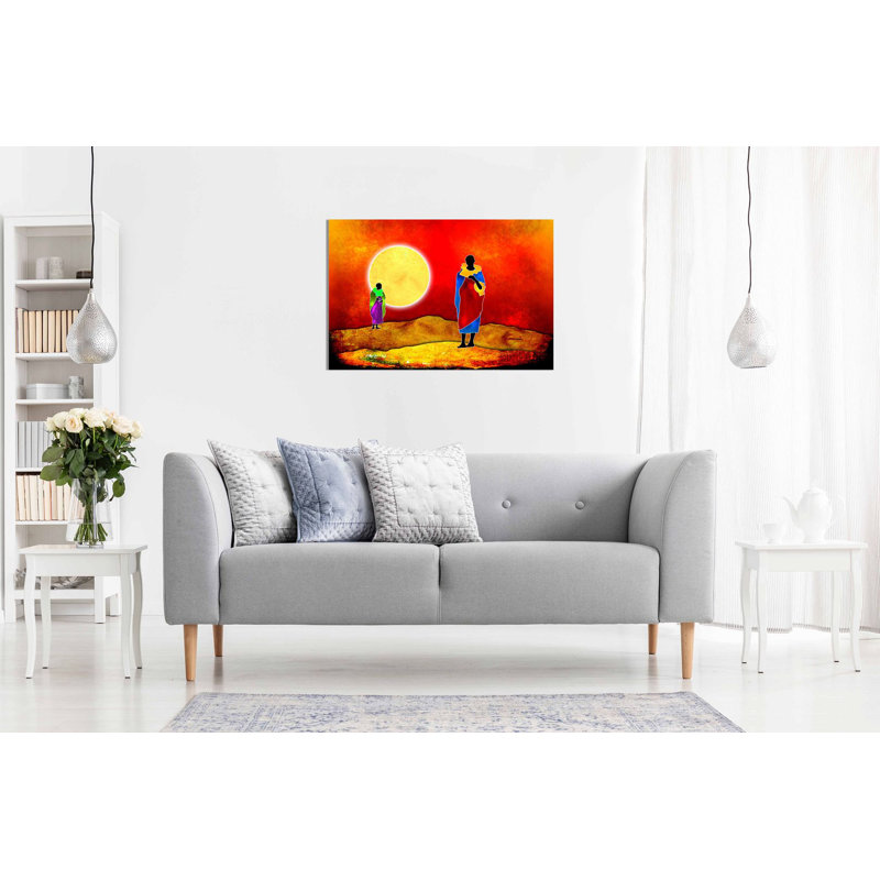 African Art Culture Tribe Dance Kenya - Wrapped Canvas Painting, 91cm H x 61cm W