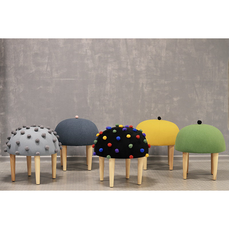 Moher Solid Wood Accent Stool, Yellow