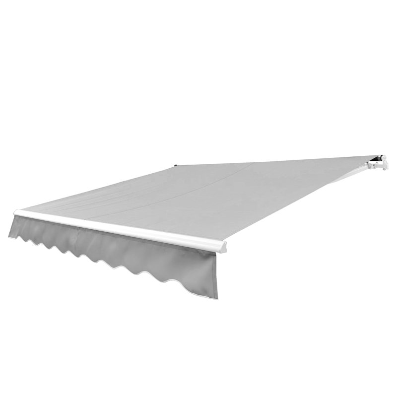 ALEKO Motorized Retractable Outdoor Awning with White Frame, 13' W x 10' D, Gray