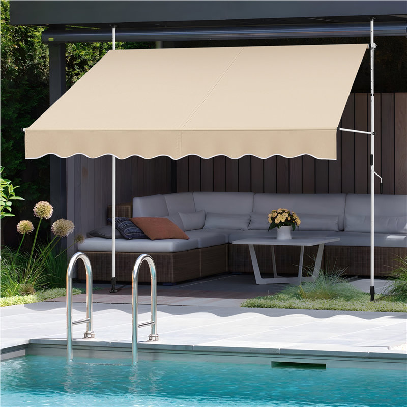 Retractable Patio Awning, Beige, 300cm H x 250cm W x 120cm D