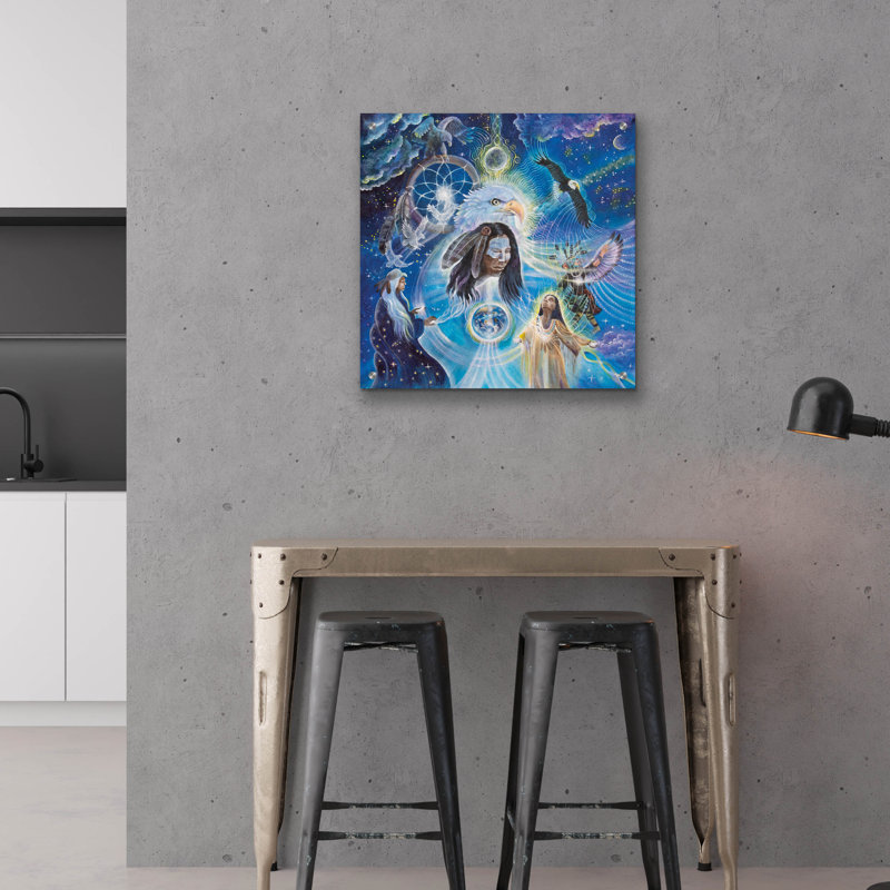 Art mural en acrylique «The Eagle's Gift» par Verena Wild, H 24 po x l 24 po