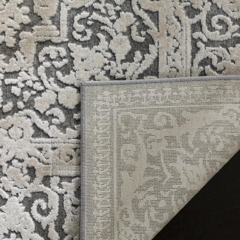 Calidia Oriental Dark Gray/Cream Rug, Runner 2'3" x 12'