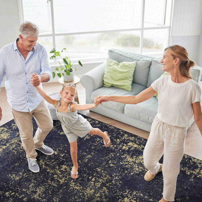 Tapis noir et doré lavable
