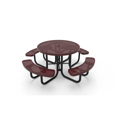 COATEDOUTDOORFURNITURE 46In Round Picnic Table, Punched, Burgundy