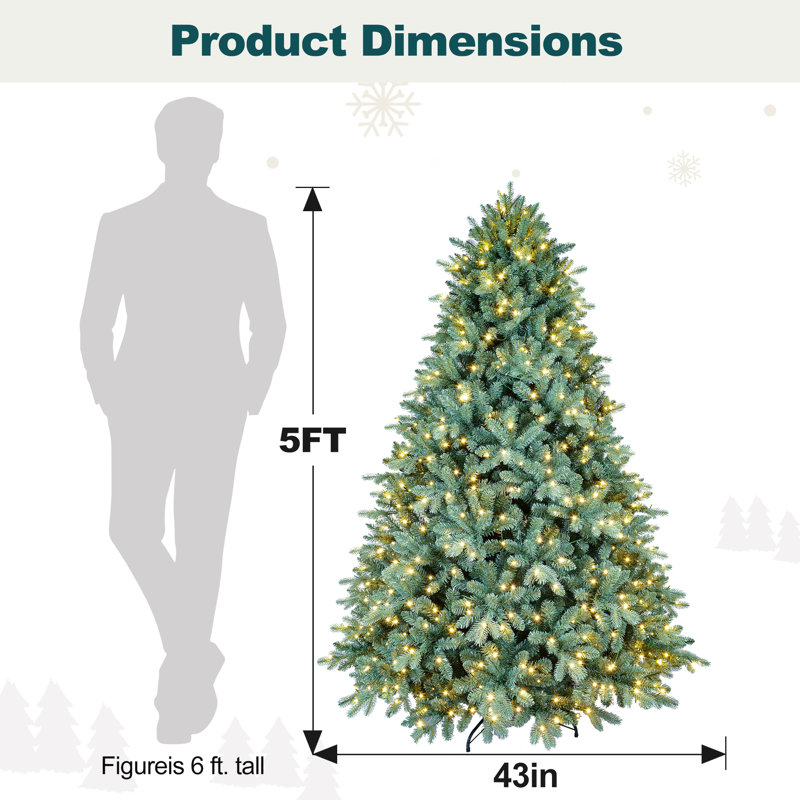 Arbre de Noël artificiel épinette bleu pré-éclairé, 5'