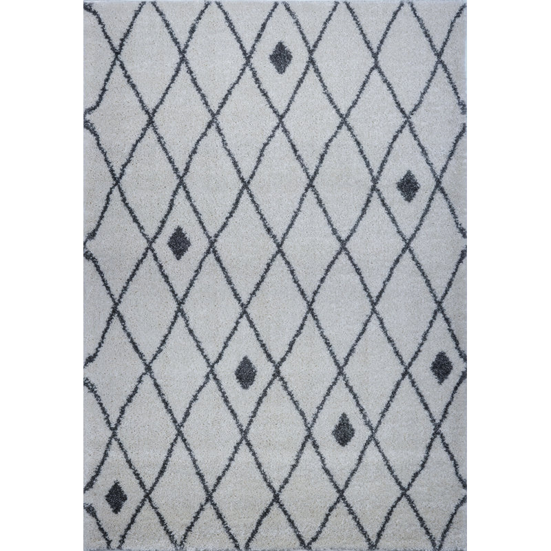 Tapis décoratif gris géométrique Fallsburg, Rectangle 5 pi 2 po x 7 pi 5 po
