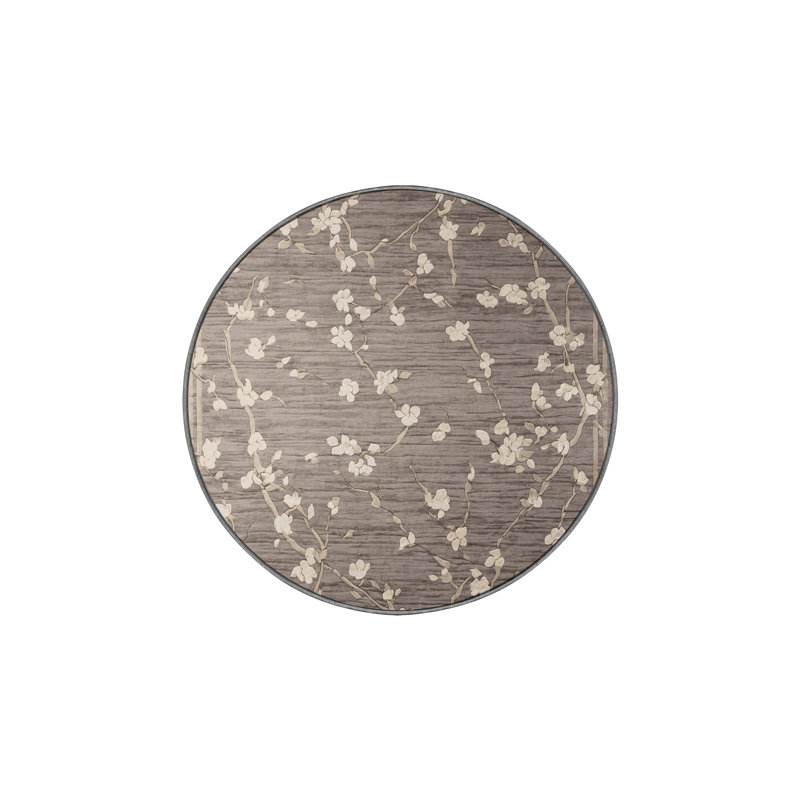 Tapis gris lavable à la machine, Rond 4 pi