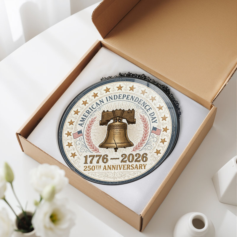 Panneau de fenêtre en verre pour décoration intérieure American Independent USA 250th Anniversary ， 7,8H, H 7,8 po