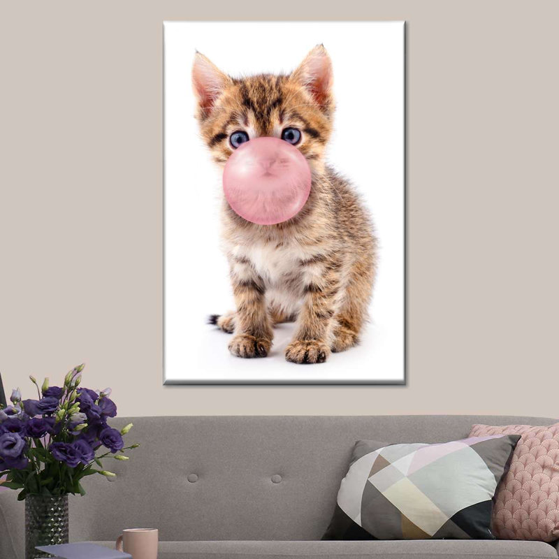 Chaton Bubble Gum, H 32 po x l 48 po x P 1,25 po