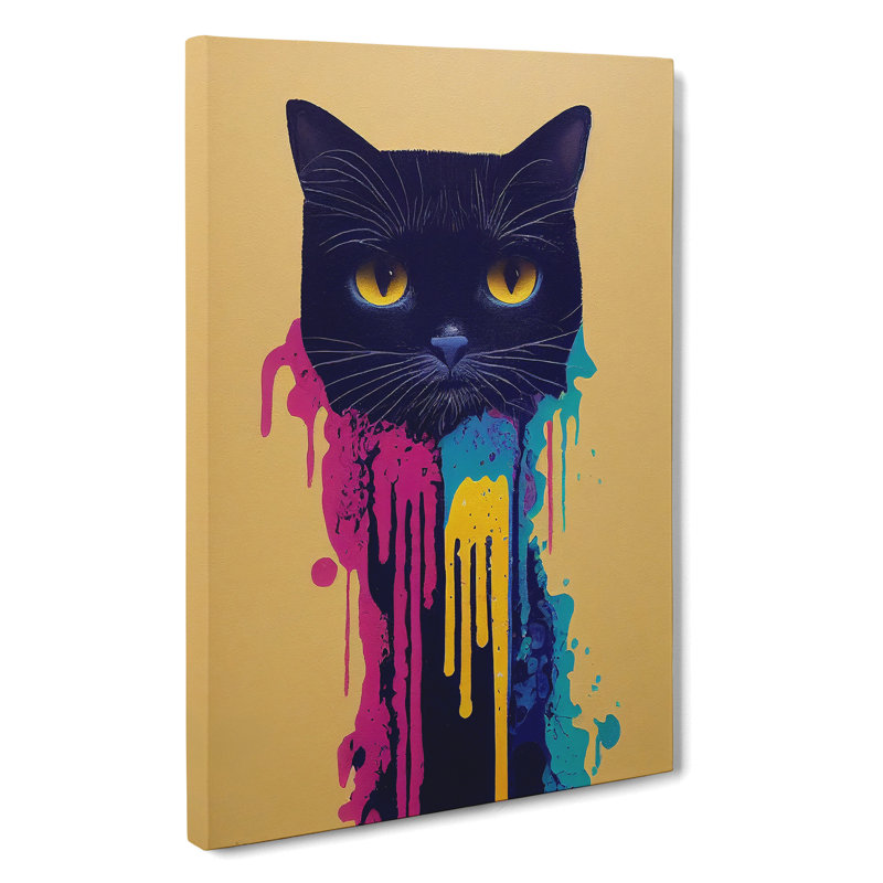 Cat Paint Drips No.3 - Wrapped Canvas, 76cm H x 50cm W x 3cm D