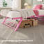 Structure de lit gigogne simple, lit de jour gigogne avec roulettes verrouillables, plateforme en métal pliable, rose