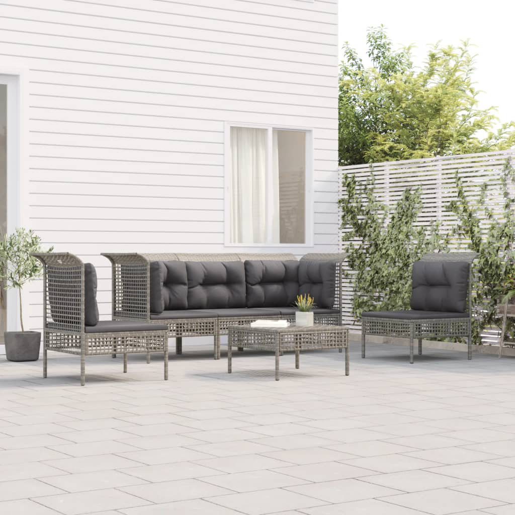 5-Sitzer Lounge-Set Donaway aus Polyrattan mit Polster