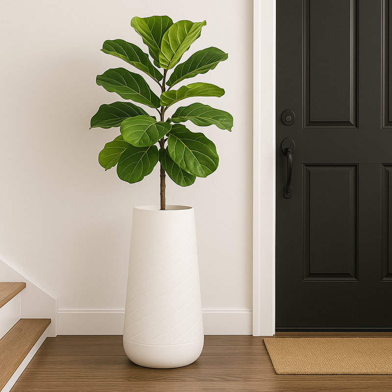 Tall Indoor/Outdoor Decorative Planter, 27" Modern Minimalist Flower Pot Home, Front Porch, Patio, Backyard & Garden Decor
