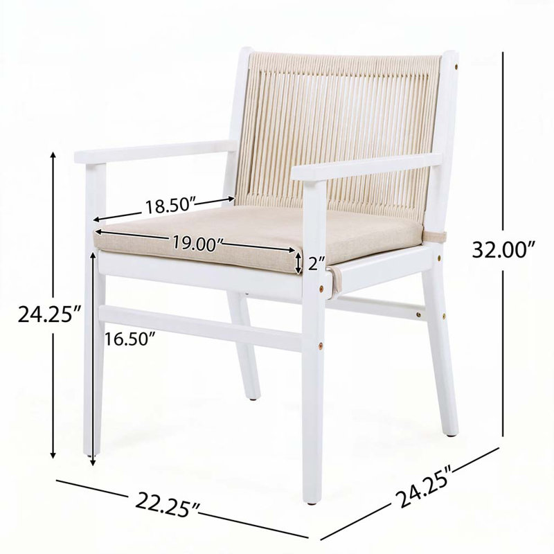 Fauteuil d'extérieur en bois d'acacia avec corde