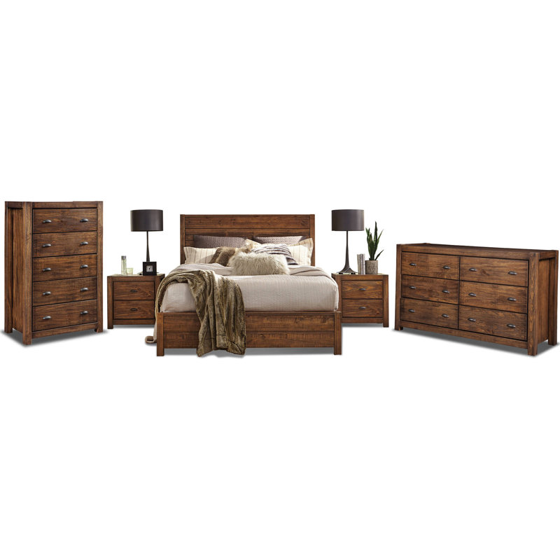 Montauk Bedroom Set (5-Piece), Rustic Walnut, King
