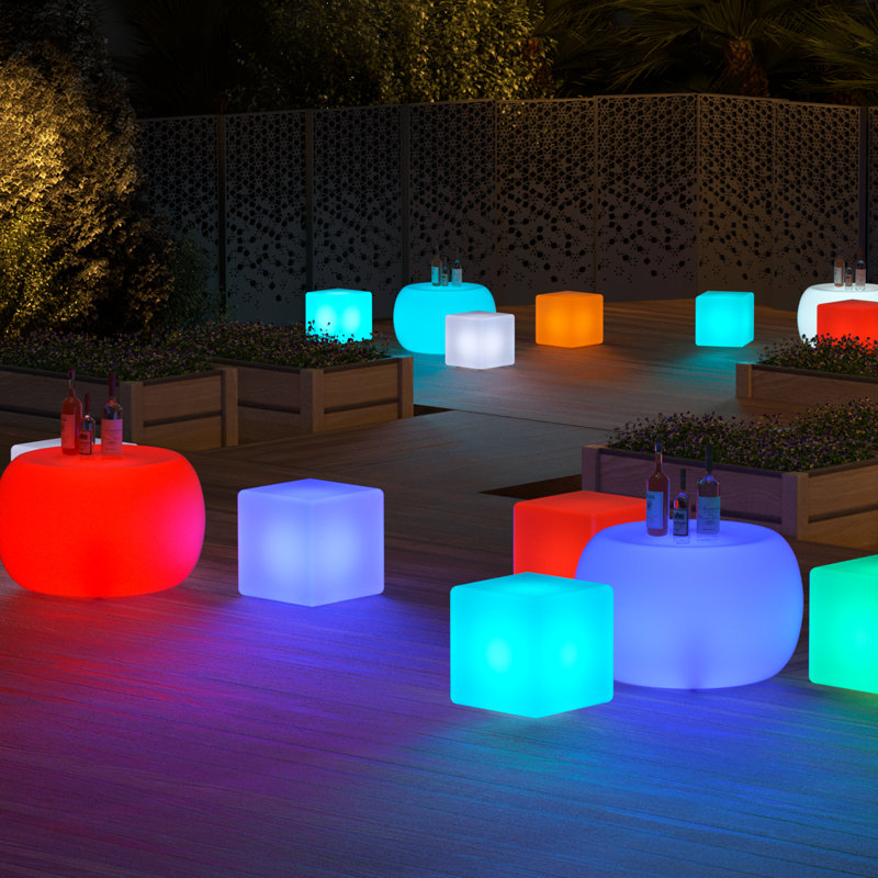 Angelette LED Lighted Cocktail Table, 16 Colours Pub Table with Remote, Rechargeable Party Bar Table