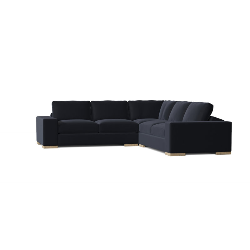 Brann Upholstered L-Shaped Sectional Symmetrical, Natural, Klein Midnight Basketweave