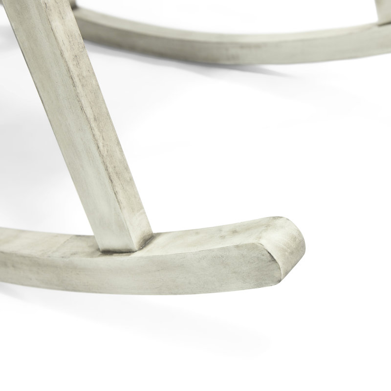 Chaise berçante en bois avec coussins gris