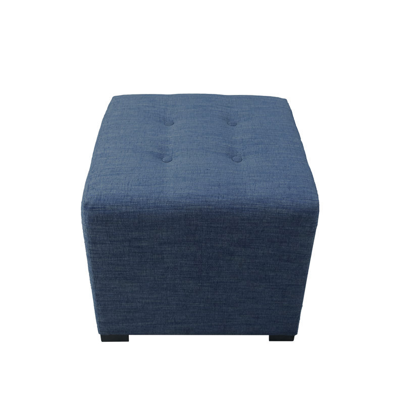 Zaylee Upholstered Ottoman, Denim Polyester Blend