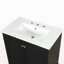 Meuble-lavabo 30 po avec lavabo, armoire multifonctionnelle avec portes et tiroir, bois massif et panneau de fibres à densité moyenne, noir