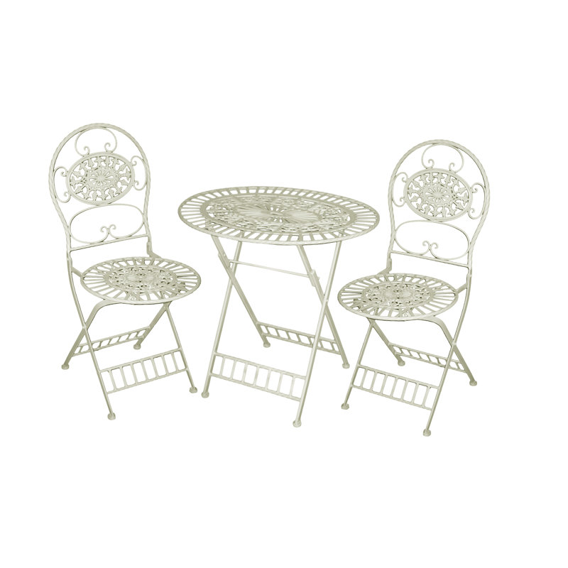 2 - Person Patio Dining Set Round Table with Cushions Included, Natural White