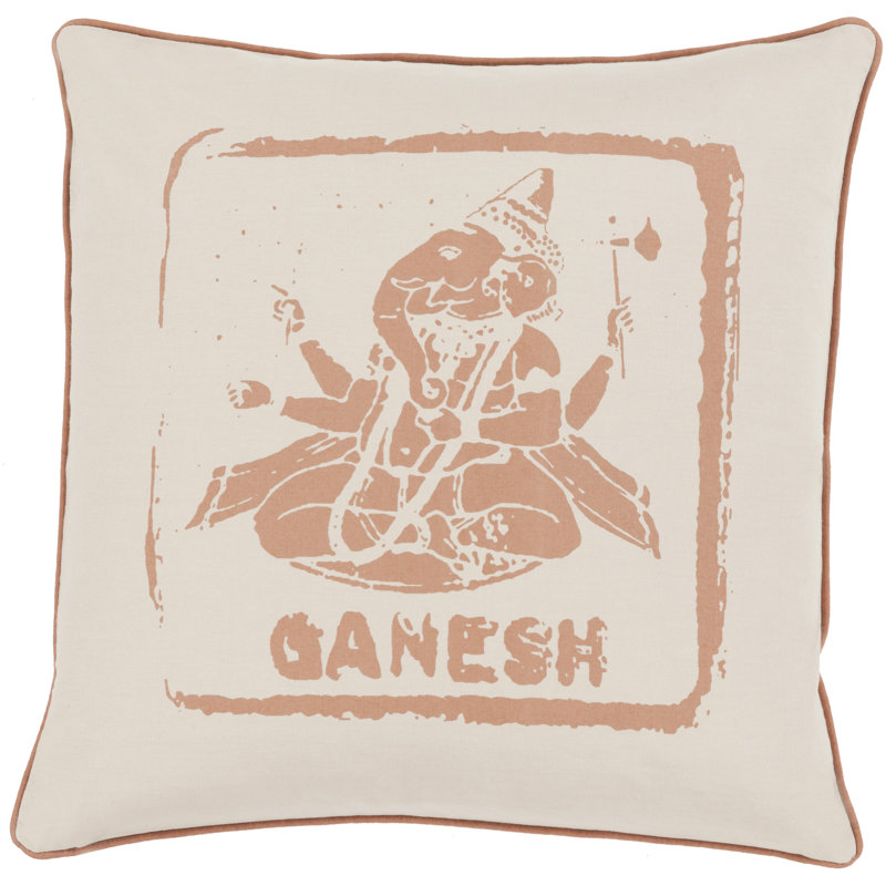 Cotton Throw Pillow, 18" H x 18" W x 4" D, Camel/Khaki, No Fill