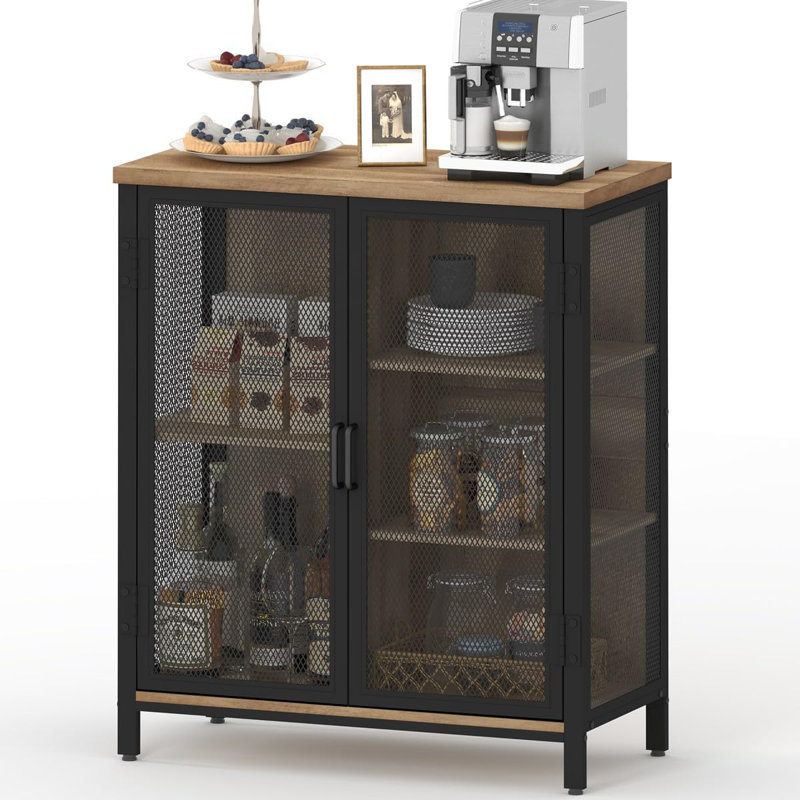 Armoire à café pour les boissons alcoolisées, petite armoire de rangement pour la cuisine à domicile, buffet de style campagnard, armoires à whisky pour salle à manger (2 portes)