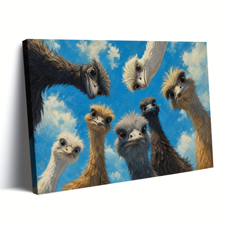 Impression sur toile Whimsical Curious Emu, 24 po x 36 po
