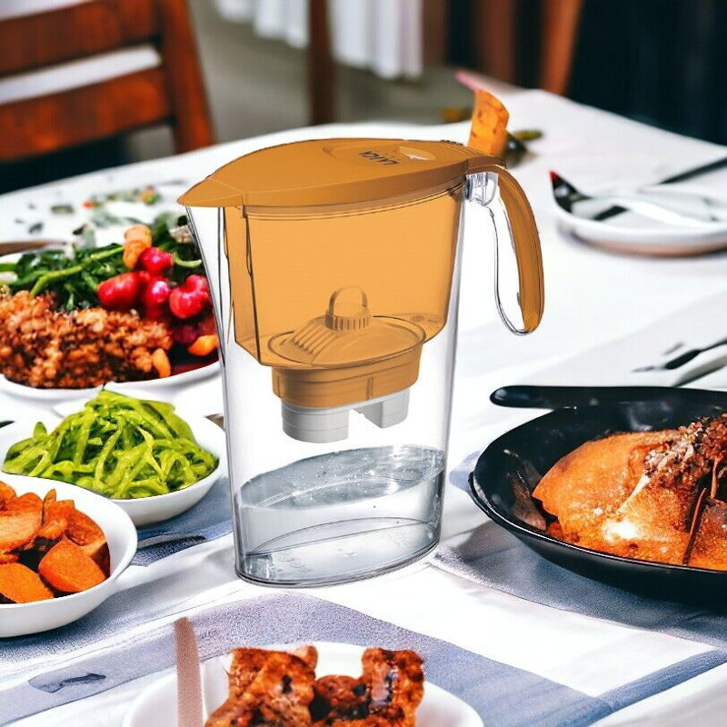 Clear Water Filter Jug & Cartridge 2.3L Capacity Plastic Compact Fridge, Orange