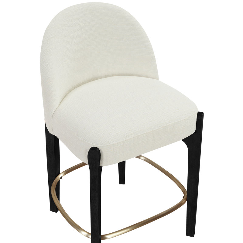 Tabouret de comptoir rembourré en tissu Maud, Cream, Black