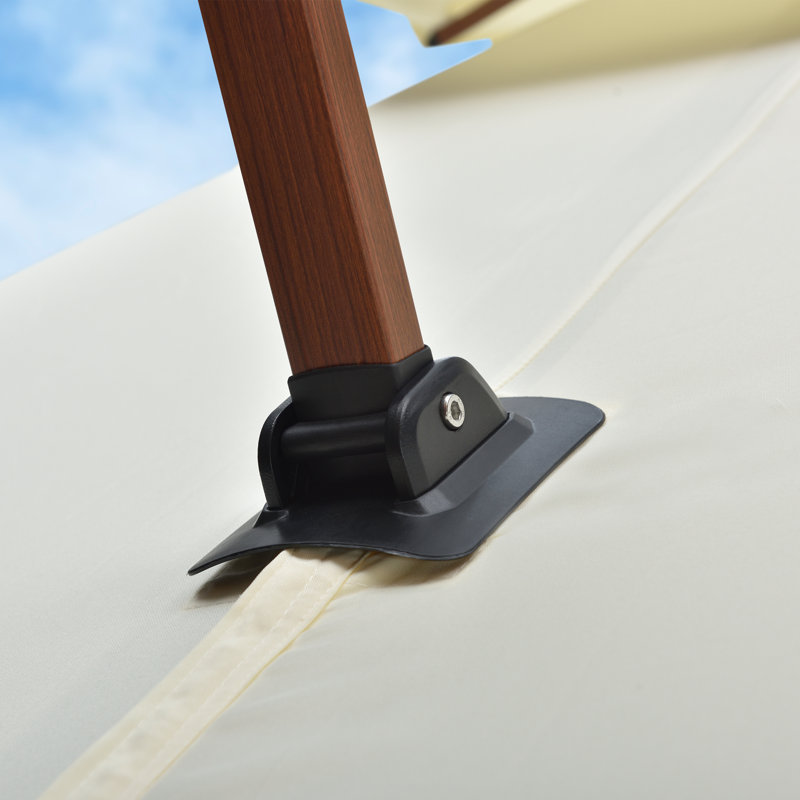 Parasol d'extérieur rectangulaire en porte-à-faux 9 pi x 12 pi avec base, crème, Crème, crème