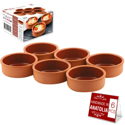 Hakan Hitit Clay Bowl Set Of 6, Terracotta 4.5-inch Bowls
