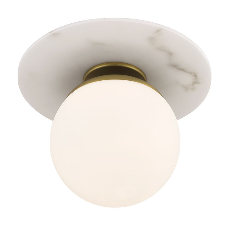 George Oliver Orban Soft Brass With Etched Opal Semi Flush Mount